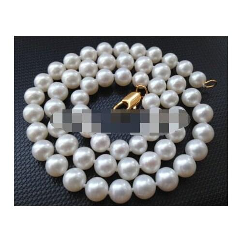 Song voge gem J0057 Beautiful 17.5" 7-8mm white perfect round freshwater pearl necklace
