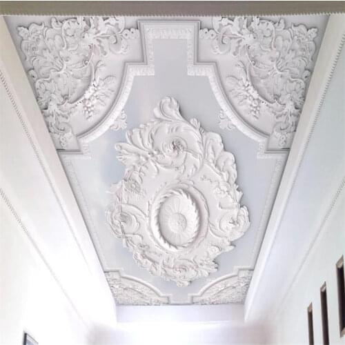 2020 Euporean pattern 3D ceiling photo wallpaper For any room mural wallpaper 3d ceiling Carved plaster line wall paper 3d