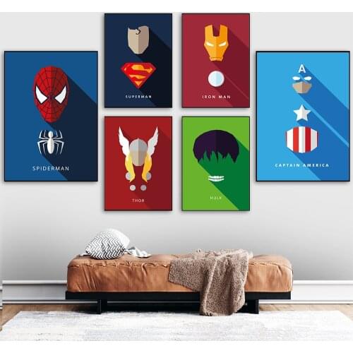 Marvel Superhero Avengers Comics Poster Iron Man Watercolor Canvas Painting Wall Art Decor Pictures for Living Room Home Decor