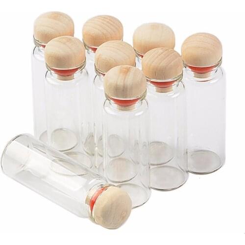 Transparent Glass Jars with Hardwood 14ml Empty Glass Bottles Jars Crafts Bottles Jars for Gift 100pcs