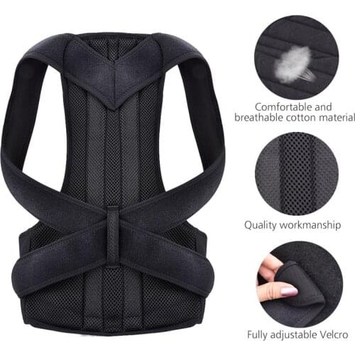 Adjustable Black Back Posture Corrector Corset Back Brace Waist Lumbar Support Back Belt Unisex Straight Corrector XS-5XL