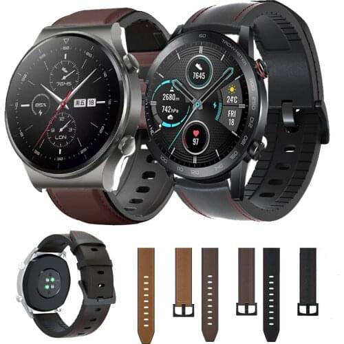 Leather Watchbands Wrist Straps For Huawei Honor Magic 2 46mm/Dream/gt2 gt 2 42 46 Bracelet Bands 22mm Wristband gt2 Pro Correa