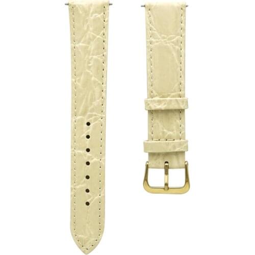 16mm 17mm 18mm 19mm 20mm Watch Band Genuine Leather Strap for Hour Watch women with Stainless Steel Buckle Beige Calfskin
