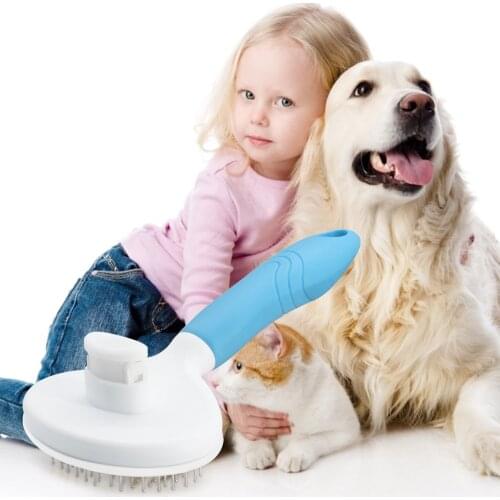 Self Cleaning Slicker Dog Cat Grooming Brush Pet Hair Removal Comb Pet Grooming Tool Long Hair Curly Brush Shedding Pet Supplies