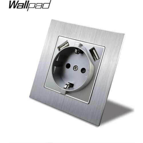 Silver 2 USB Charging Ports 5.1DC 2.1A EU Standard EU Power Socket with USB Outlet for EU Box with Claws