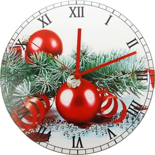 Modern Desgin Christmas Ornament Multi-colored Print Acrylic Wall Clock Silent Watch Merry Christmas Holiday orologi da parete