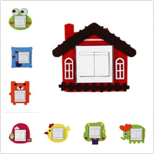 Creative Cute Home Decoration Wall Stickers Affixed Felt Hollow Switch Socket For Living Room Bedroom Dustproof Protective Cover