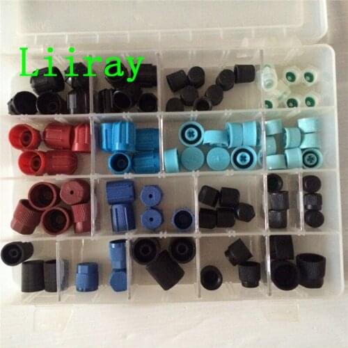 HVAC Tool Auto A/C Universal R134a F12 R12 Air Valve Cap Dust Cover High / Low Pressure Set for Car Air Conditioning Reparing