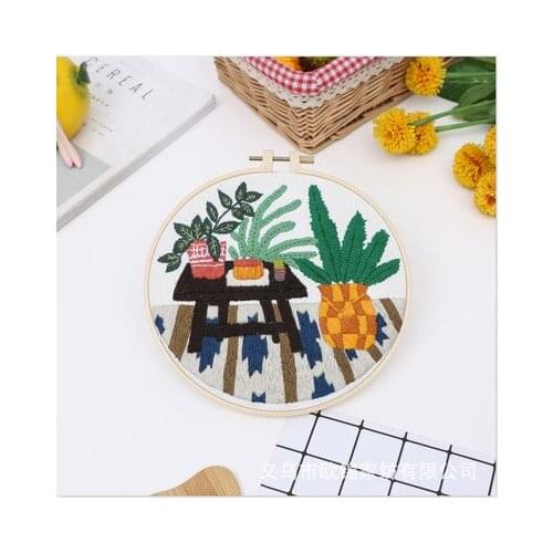 DIY Embroidery Flowers Pattern Needlework for Beginner Cross Stitch Kit Ribbon Painting Embroidery Hoop Home Decoration