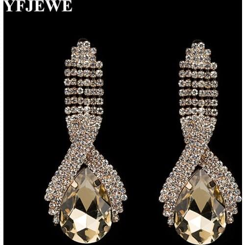 YFJEWE Party Wearing Big Size Cushion Multi Color Crystal Earrings For Girls Wholesale Earring #E001