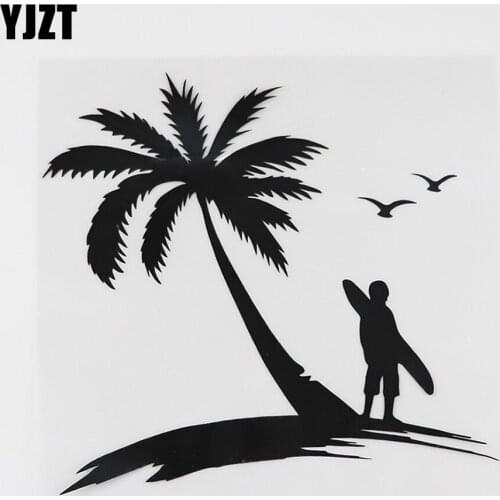 YJZT 13.7CMX13.1CM Extreme Surfing Water Sports Beach Decal Vinyl Car Sticker Black/Silver 8A-0734