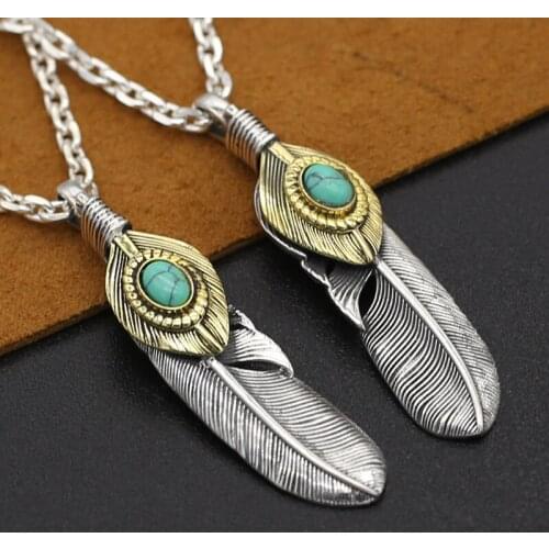 S925 Sterling Silver Jewelry Retro Thai Silver Takahashi Goro Handmade Eagle Feather Male And Female Pendants