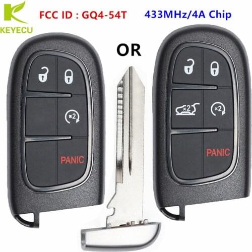 KEYECU Replacement Remote Fobik Key FOB 433MHz 4A Chip for Jeep Cherokee 2014-2019 FCC ID: GQ4-54T