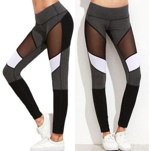 Women Splice Running Yoga Long Pants High Waist Mesh Seamless Leggings Training Fitness Gym Elastic Sportswear Sport Pants