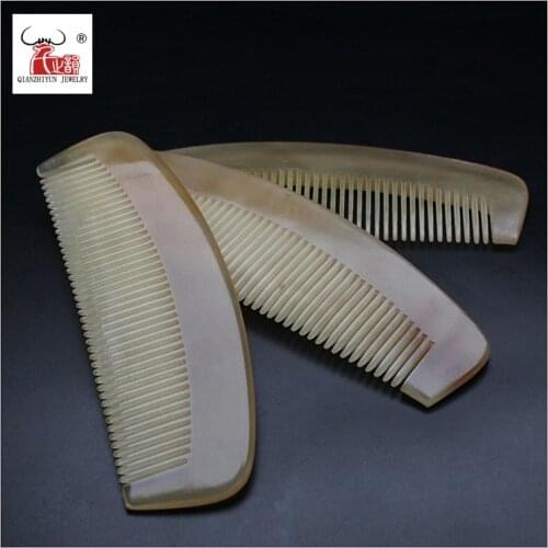 1 Piece handmade natural yak horn comb anti-static comb Mustache Combs Health Care Hair Brush Hairdressing Comb Horn Beads