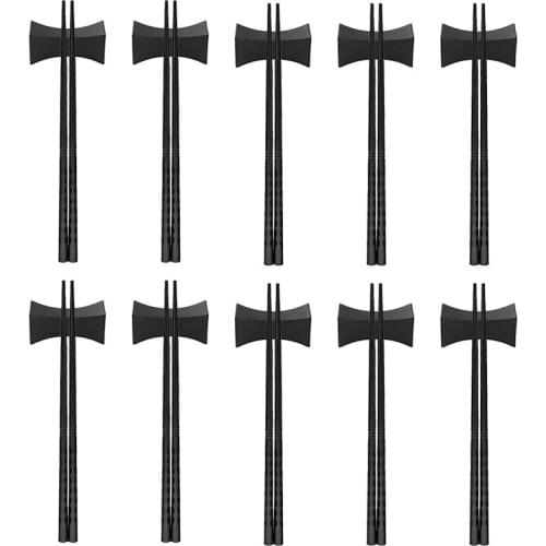10 Pairs Black Fiberglass Chopsticks And 10 Pcs Black Chopstick Rest, Chopstick Reusable Chopsticks For Sushi Lovers