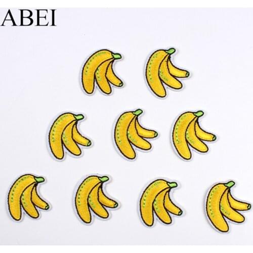 10pcs Embroidery Banana Stickers Iron On Cartoon Fruits Patches For Apparel Pants Bags Shoes Hats Decoration DIY Handmade Badge