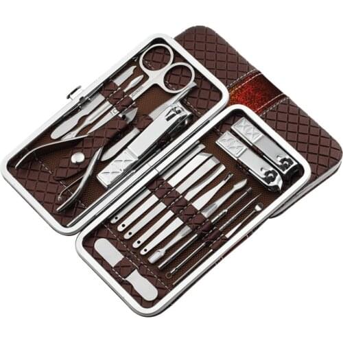 18Pcs/Set Stainless Steel Nail Art Manicure Tool Clipper Scissors Tweezer Cutter