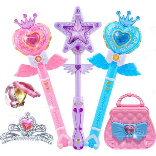 New Lighting Magic Wand with Crown Children Party Illuminate Glowing Scepter Wand Kid Girl Toy Birthday Christmas Gifts