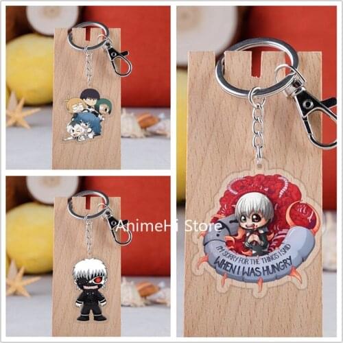 20 pcs/lot Tokyo Ghoul Acrylic Keychain Toy Figure Kaneki Ken Touka Rize Bag Pendant Key Ring Gifts