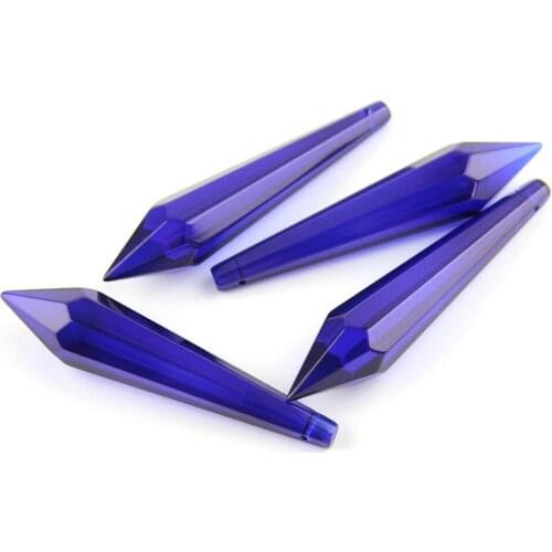 38MM/63MM/76MM Dark Blue K9 Crystal Chandelier Pendants Prisms Cut&Faceted Glass U-Icicle Drops For Cake Topper Decoration