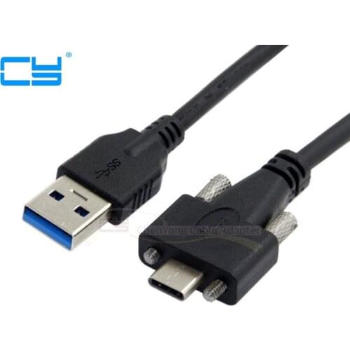 4FT Standard USB3.0 USB 3.0 A male to USB 3.1 type c USB-c Type-C with Dual Screws Locking male Data Cable 1.2m Panel Mount