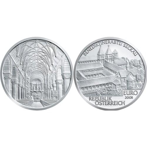 Austria 2008 Secau Monastery 10 Euro Commemorative Silver Coin Genuine Euro Collection Real Original Coins