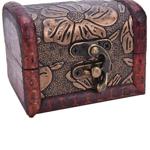 1pcs Wooden Jewelry Storage Case Organiser Gifts Vintage Treasure Chest Wood Box Carrrying Cases Antique Style Jewelry