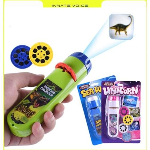 ZK50 Luminous Flashlight Children Projector Toy Animal Dinosaur Child Slide Projector Lamp Toys Early Education Kids Toys Gifts
