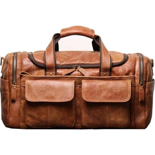 Fashion Large Travel Bags Men And Women Duffle Handbag Genuine Leather Shoulder Bag Women Weekend Gym Bag ReaL Cowhide Luggage