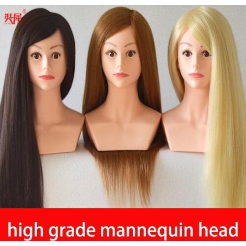24"High Grade 80% Real Hair Hairdressing Head Dummy Nice Dolls Blonde Hair Training Head With Shoulder Mannequin Head With Hair