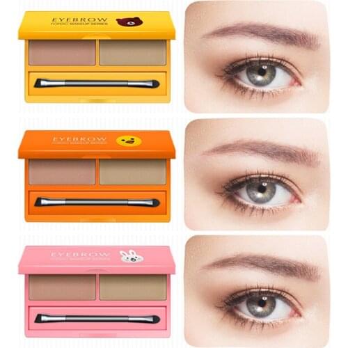 HOREC new 2 Color Professional Powder/Shadow Eyebrow Powder Shadow Palette Enhancer with Ended Brush Kit Animal Print