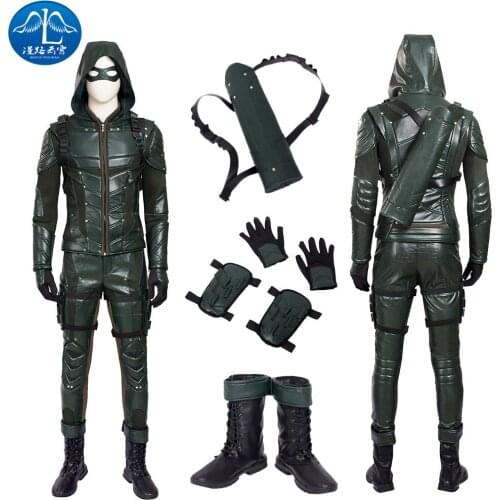 ManLuYunXiao Green Arrow Season 5 Cosplay Costume Men Full Set Green Arrow Costume Halloween Costumes For Men Custom Made