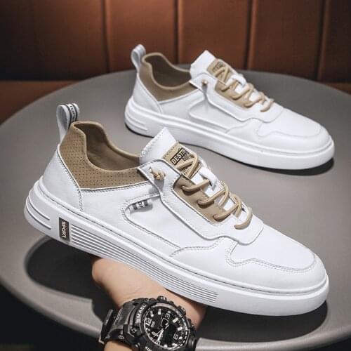 Leather Mens Shoes Quality Fashion Little White Shoes Outdoor Trend Design Casual Sneakers Comfortable Men Skateboard Shoes