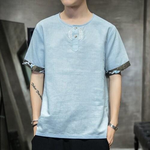 Summer Men Linen Shirt Chinese Style Retro Casual Tops Plus Size Kung Fu Traditional Asian Clothes Tang Suit Tops For Man KK3625