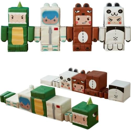 YLWCNN Kindergarten Soft Playground Toys Environmental Kids Caroon Robot Assembling Block Puzzle Game