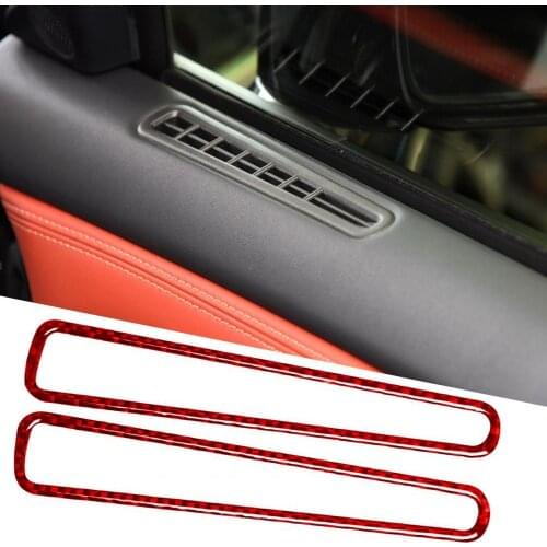 2Pc Carbon Fiber Panel Sticker Strong Sticky Wear-resistant Decal Interior Door Air Vent Panel Trim for Nissans GTR R35 2008-202