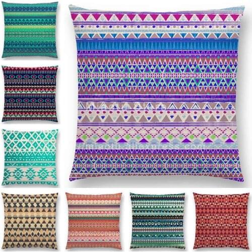 New Hippie Boho Acqua Navajo Aiyana Decorative Pattern Ethnic Tribal Prints Tipi Geometric Stripe Cushion Cover Pillow Case