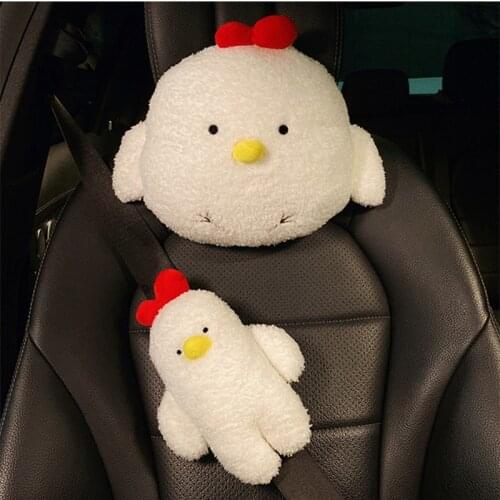 New Arrival Cartoon Cute Chicken Seat Belt Cover Car Interior Ornaments Fashion Ladies Car Neck Pillow Support