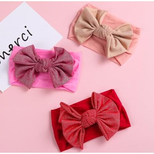 Gorgeous Baby Girl Headbands Vintage Big Bow Headband Elastic Nylon Baby Hairband for Children Head Wrap Baby Hair Accessories