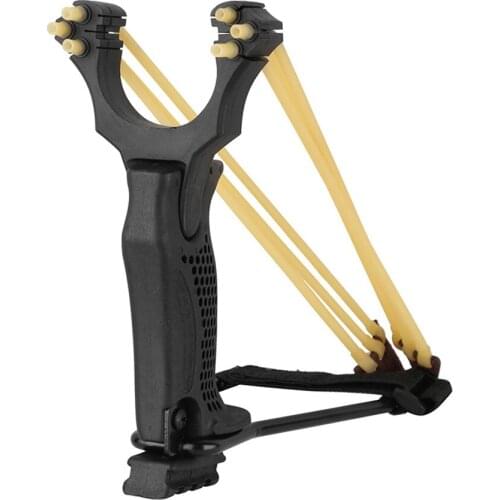 Professional Hunting Slingshot Folding Wrist With 6 Strip Rubber Bands Portable Catapult Bow Arrow For Outdoor Shooting Fishing