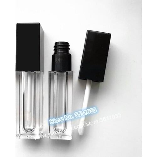 5ML Clear Square Lip Gloss Tube Black Cap Cosmetic DIY Makeup Liquid Lipstick Transparent Container Lip Oil Refillable Bottle