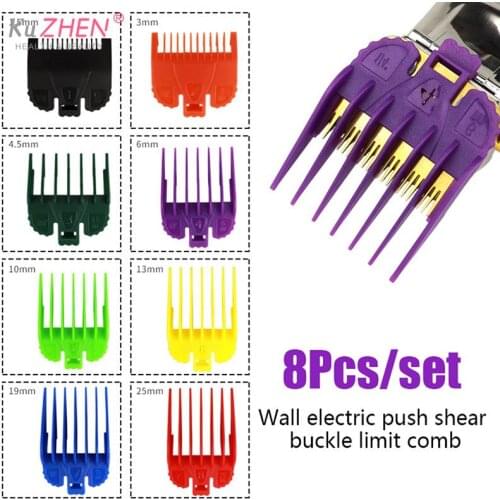 8pcs/set Universal Hair Clipper Limit Comb Guide Attachment Size Barber Replacement 1.5/3/4.5/6/10/13/15/19mm