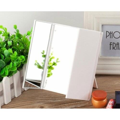 Hot Sale 1PC Women Foldable Makeup Mirror Girls LED 3 Folding Portable Cosmetic Mirror Makeup Tool