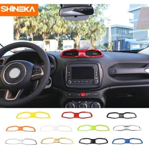 SHINEKA ABS Car Interior Dashboard Air Conditioning Vent Outlet Decoration Cover Frame Stickers For Renegade 2016+ Car Styling