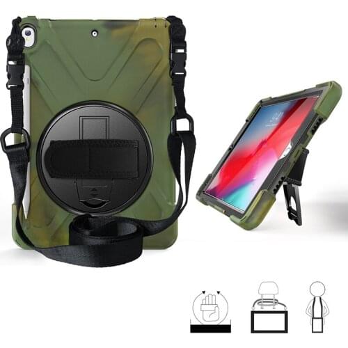 Silicon Hybrid Case with Shoulder Hand Strap Pen Slot for Apple iPad Air 3 (Air 3rd Gen) 10.5 2019 Tablet+Pen