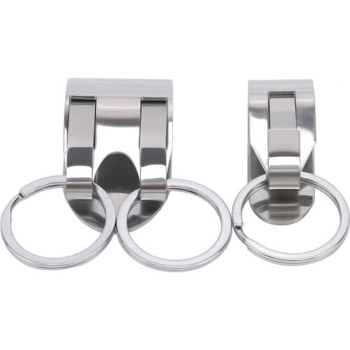 Stainless Steel Keychain Security Clip On Heavy Duty Belt Key Clip Belt Key Ring 2 Detachable Keyrings Belt Key Holder