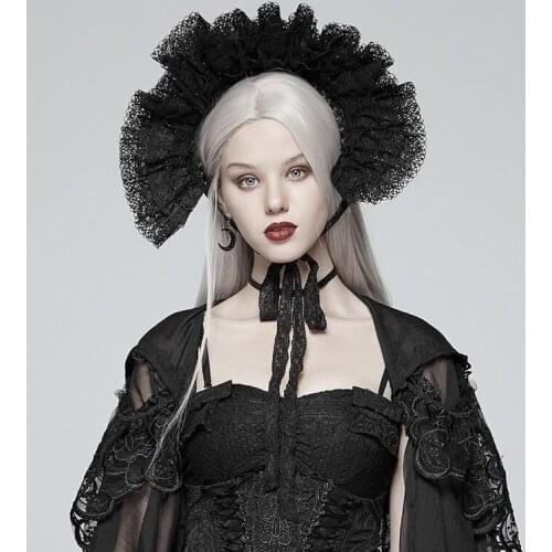 PUNKRAVE Womens Victoria Lace Collar Gothic Lace Bandages Party Prom Stage Performance Headwear Accessories