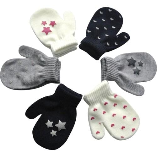 1-3 years old children winter cold and warm knitted gloves, kindergarten children, hand guards, woolen gloves