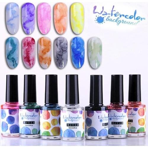 1 Bottle Nail Art Salon Watercolor Ink Nail Polish Blooming Gel Smoke Effect Smudge Bubble Diy Varnish Manicure Decor 15ml
